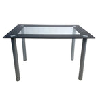Table à manger en verre trempé noir pour 4 personnes