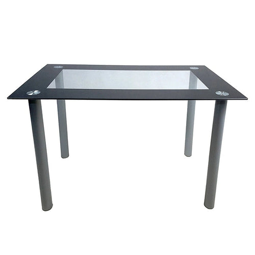 Table à manger en verre trempé noir pour 4 personnes