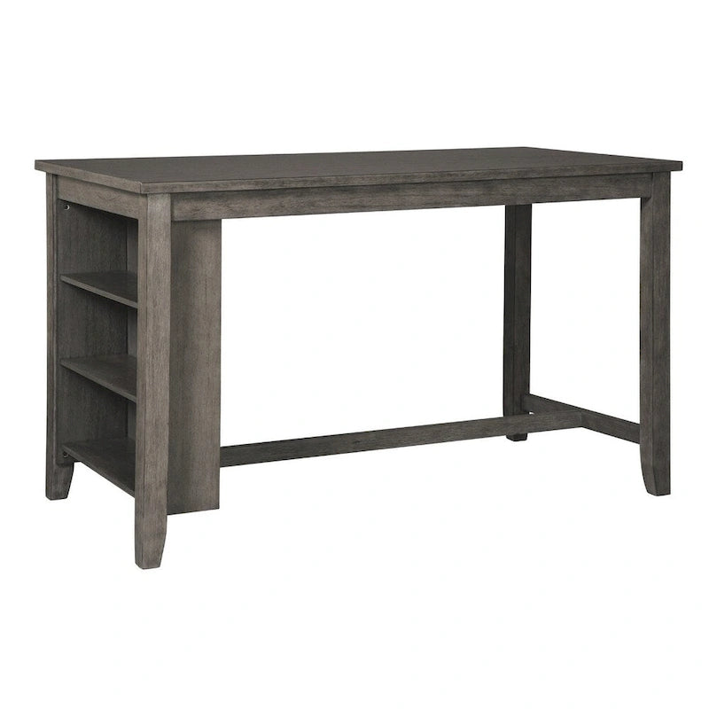 Table à manger rectangulaire grise à hauteur de comptoir avec rangement, pour 4 à 6 personnes