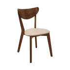Chaise de salle à manger à dossier ouvert beige et marron, lot de 4, hauteur standard