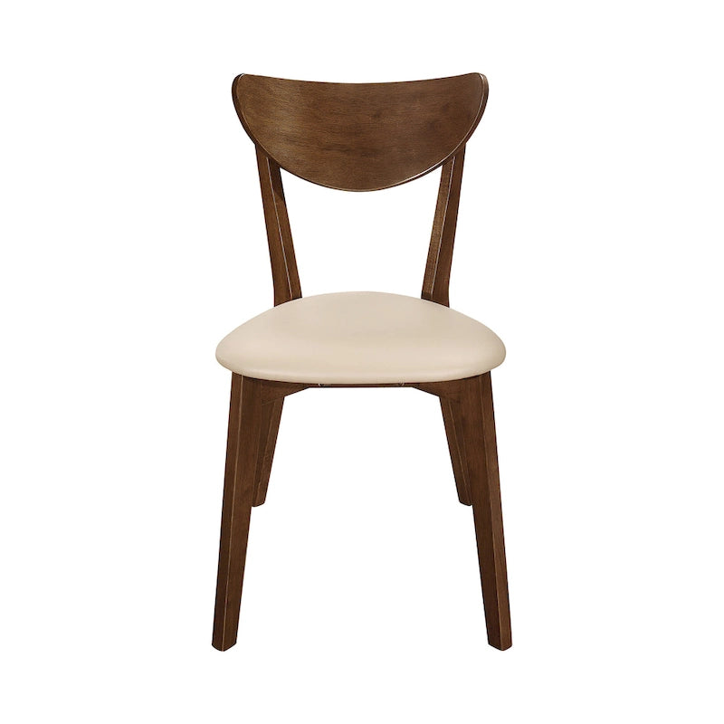 Chaise de salle à manger à dossier ouvert beige et marron, lot de 4, hauteur standard