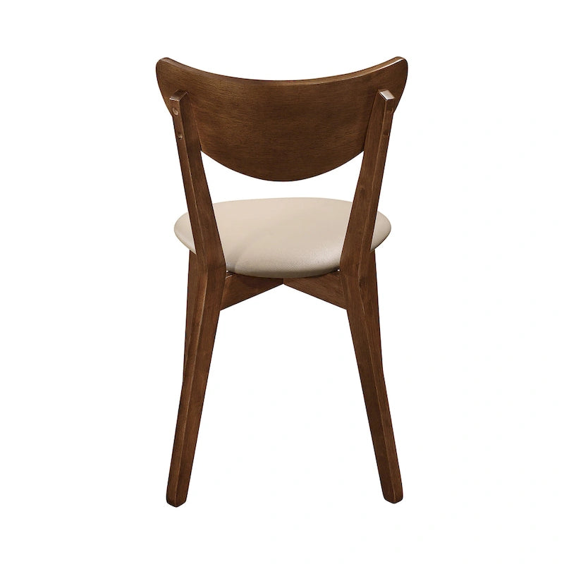 Chaise de salle à manger à dossier ouvert beige et marron, lot de 4, hauteur standard