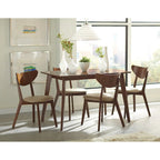 Chaise de salle à manger à dossier ouvert beige et marron, lot de 4, hauteur standard
