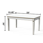 Table à manger rectangulaire miroir crème et or – Jusqu'à 8 places
