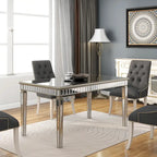 Table à manger rectangulaire miroir crème et or – Jusqu'à 8 places