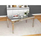 Table à manger rectangulaire miroir crème et or – Jusqu'à 8 places