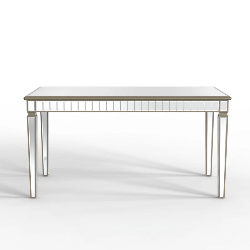 Table à manger rectangulaire miroir crème et or – Jusqu'à 8 places