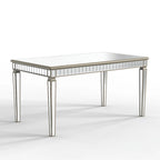 Table à manger rectangulaire miroir crème et or – Jusqu'à 8 places