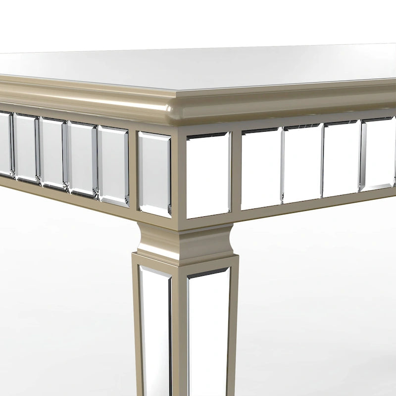 Table à manger rectangulaire miroir crème et or – Jusqu'à 8 places