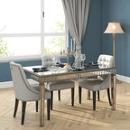 Table à manger rectangulaire miroir crème et or – Jusqu'à 8 places