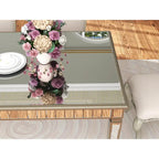 Table à manger rectangulaire miroir crème et or – Jusqu'à 8 places