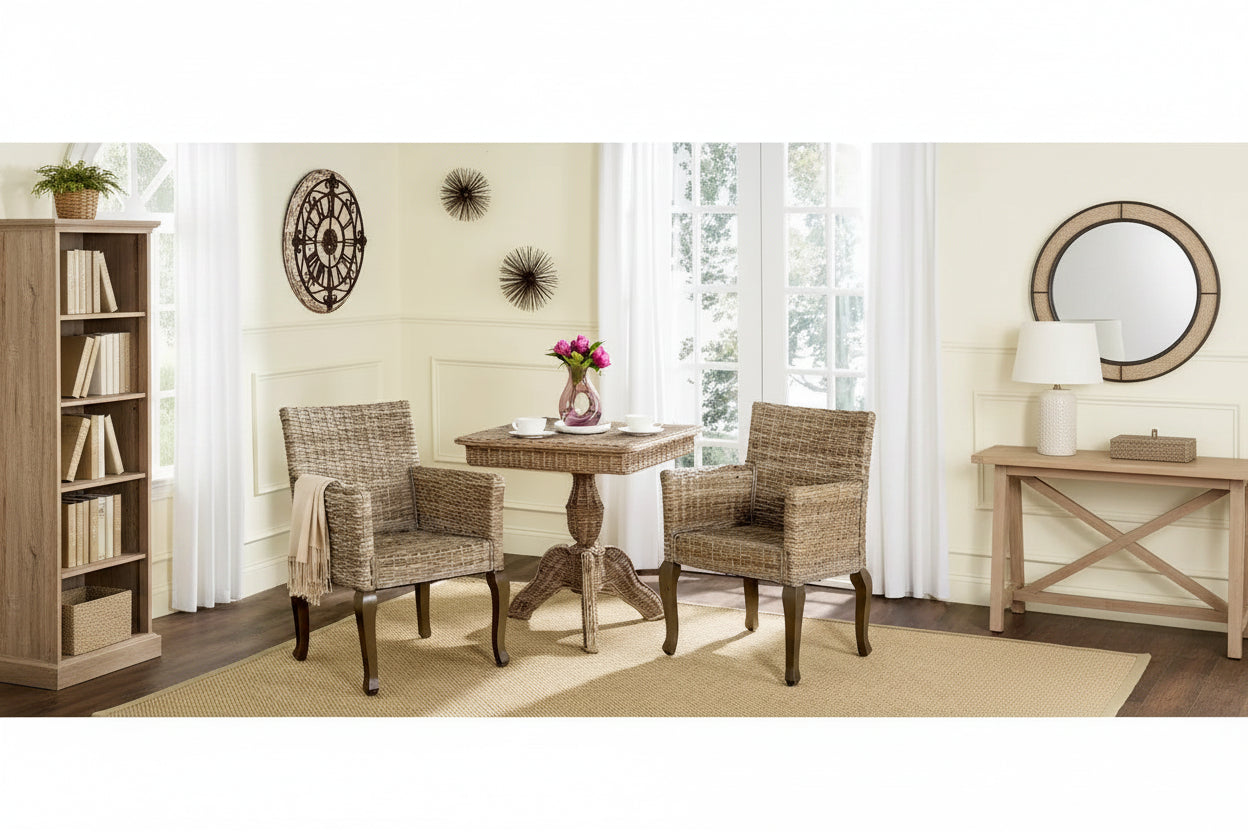 SAFAVIEH Alearda Natural Dining Chair (Set of 2) - 23 x 24.4 x 34 - 23Wx24Dx34H