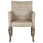 Chaise de salle à manger en rotin naturel/blanchi avec pieds galbés – Lot de 2