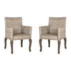 Chaise de salle à manger en rotin naturel/blanchi avec pieds galbés – Lot de 2