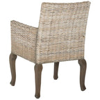 Chaise de salle à manger en rotin naturel/blanchi avec pieds galbés – Lot de 2