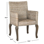 Chaise de salle à manger en rotin naturel/blanchi avec pieds galbés – Lot de 2