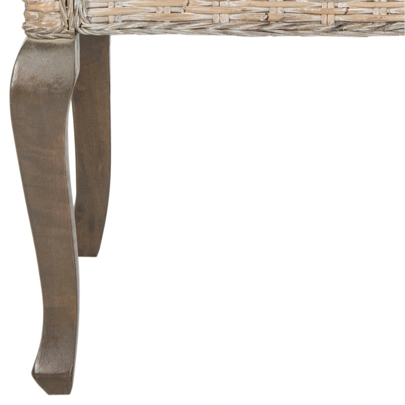 Chaise de salle à manger en rotin naturel/blanchi avec pieds galbés – Lot de 2