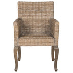 Chaise de salle à manger en rotin naturel/blanchi avec pieds galbés – Lot de 2