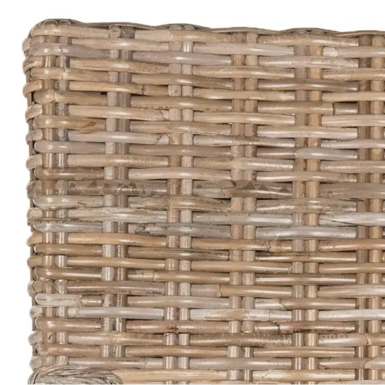 Chaise de salle à manger en rotin naturel/blanchi avec pieds galbés – Lot de 2