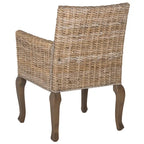 Chaise de salle à manger en rotin naturel/blanchi avec pieds galbés – Lot de 2