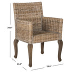 Chaise de salle à manger en rotin naturel/blanchi avec pieds galbés – Lot de 2