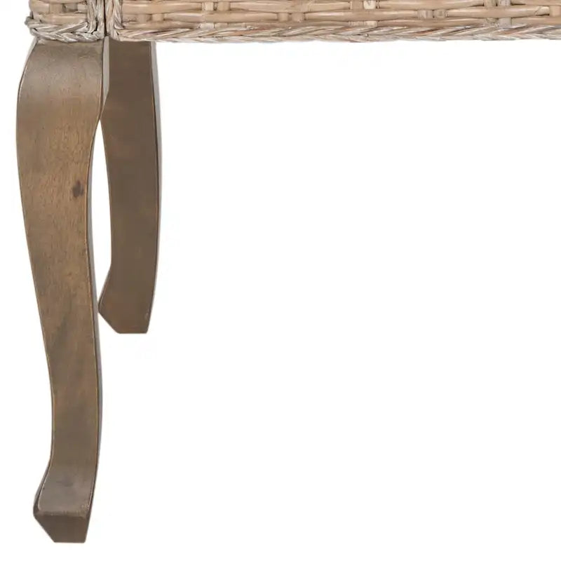 Chaise de salle à manger en rotin naturel/blanchi avec pieds galbés – Lot de 2