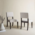 Chaise de salle à manger en bois brun foncé/taupe clair, lot de 2