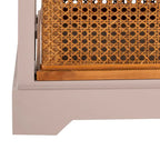 Meuble de rangement 4 tiroirs en cannage – Gris quartz / Orge / Noir antique