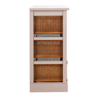 Meuble de rangement 4 tiroirs en cannage – Gris quartz / Orge / Noir antique