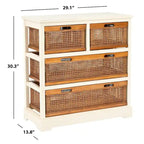 Meuble de rangement 4 tiroirs en cannage – Gris quartz / Orge / Noir antique