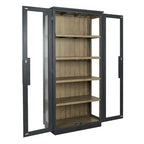 Vitrine en pin recyclé blanchi/noir, style transitoire, H 82 po, 1 place assise