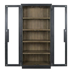 Vitrine en pin recyclé blanchi/noir, style transitoire, H 82 po, 1 place assise