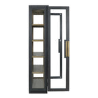 Vitrine en pin recyclé blanchi/noir, style transitoire, H 82 po, 1 place assise