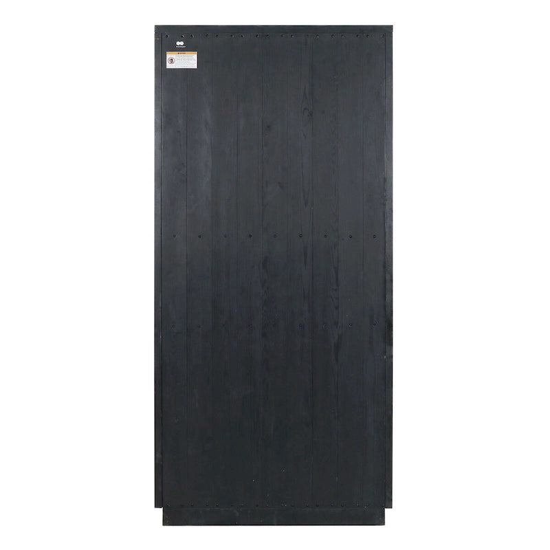 Vitrine en pin recyclé blanchi/noir, style transitoire, H 82 po, 1 place assise