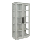 Vitrine en pin recyclé blanchi/noir, style transitoire, H 82 po, 1 place assise