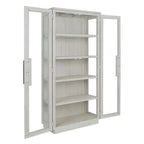 Vitrine en pin recyclé blanchi/noir, style transitoire, H 82 po, 1 place assise