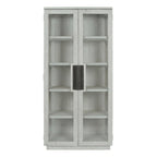 Vitrine en pin recyclé blanchi/noir, style transitoire, H 82 po, 1 place assise
