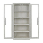Vitrine en pin recyclé blanchi/noir, style transitoire, H 82 po, 1 place assise