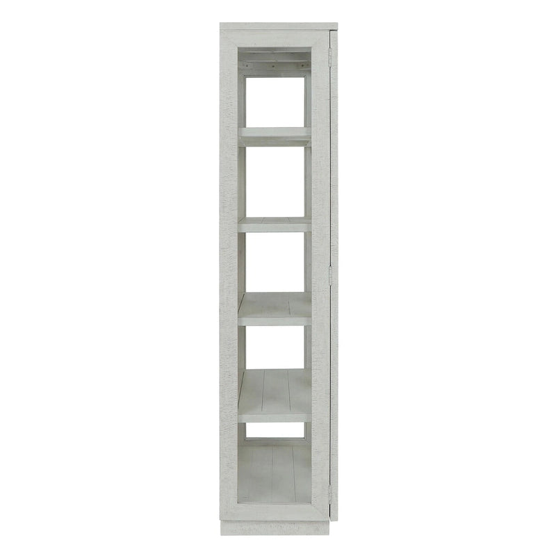 Vitrine en pin recyclé blanchi/noir, style transitoire, H 82 po, 1 place assise