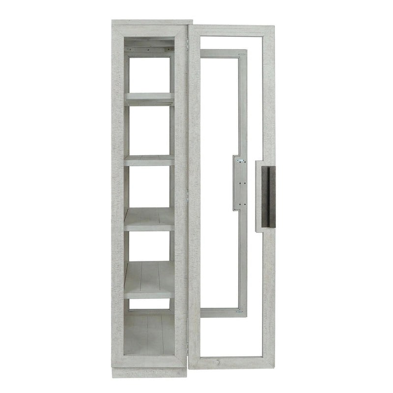 Vitrine en pin recyclé blanchi/noir, style transitoire, H 82 po, 1 place assise