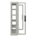 Vitrine en pin recyclé blanchi/noir, style transitoire, H 82 po, 1 place assise