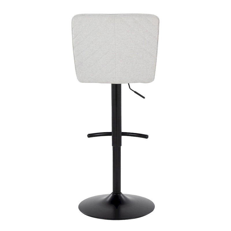 Tabouret de bar réglable et pivotant, assise capitonnée à chevrons, lot de 2