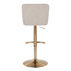 Tabouret de bar réglable et pivotant, assise capitonnée à chevrons, lot de 2