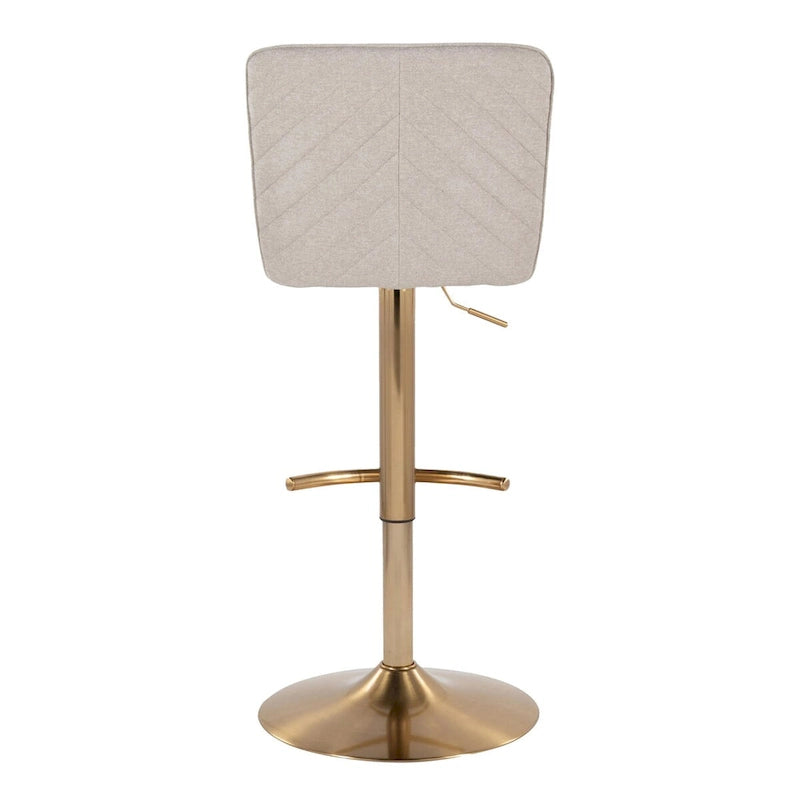 Tabouret de bar réglable et pivotant, assise capitonnée à chevrons, lot de 2