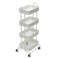 Chariot de rangement roulant en métal à 4 niveaux avec roulettes — Blanc / Rose / Noir / Rouge / Beige / Bleu / Gris, Pour 1 personne
