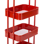 Chariot de rangement roulant en métal à 4 niveaux avec roulettes — Blanc / Rose / Noir / Rouge / Beige / Bleu / Gris, Pour 1 personne