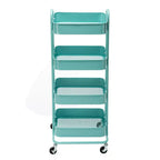 Chariot de rangement roulant en métal à 4 niveaux avec roulettes — Blanc / Rose / Noir / Rouge / Beige / Bleu / Gris, Pour 1 personne