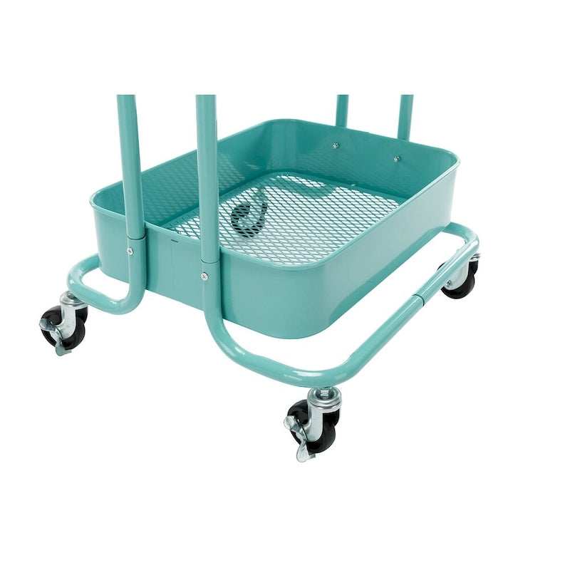 Chariot de rangement roulant en métal à 4 niveaux avec roulettes — Blanc / Rose / Noir / Rouge / Beige / Bleu / Gris, Pour 1 personne