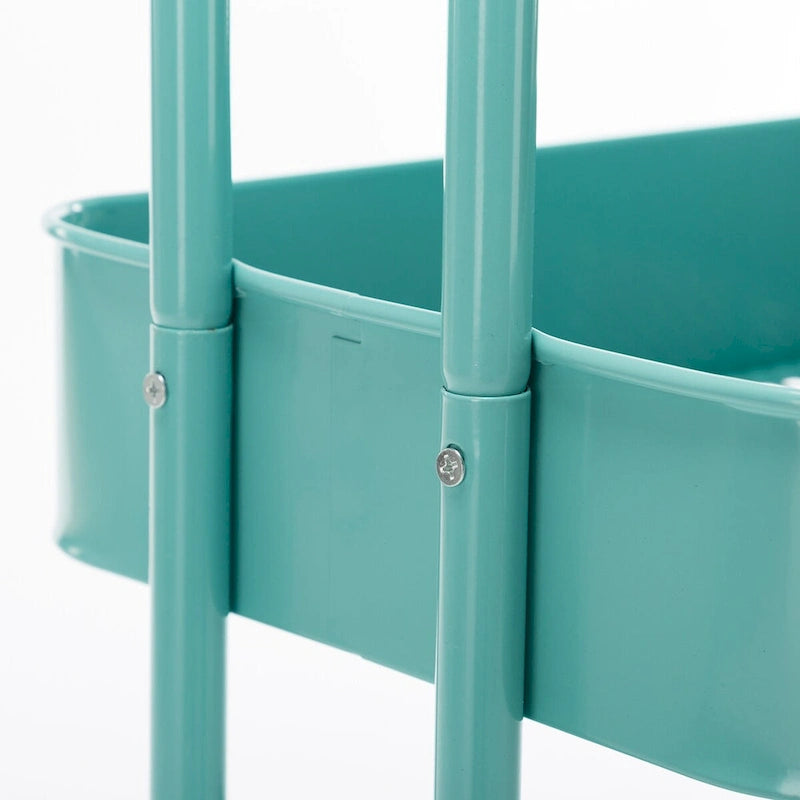Chariot de rangement roulant en métal à 4 niveaux avec roulettes — Blanc / Rose / Noir / Rouge / Beige / Bleu / Gris, Pour 1 personne