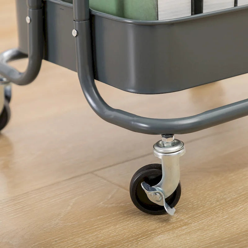 Chariot de rangement roulant en métal à 4 niveaux avec roulettes — Blanc / Rose / Noir / Rouge / Beige / Bleu / Gris, Pour 1 personne